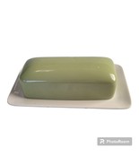 Mikasa Cera Stone Butter Dish MCM Retro 60s 70s Sage Pea Green 8&quot; Vintag... - $18.55