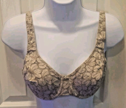 Oscar De La Renta 36C Nylon Lace Underwire VTG Bra TAN NUDE 80s 90s Style 1630 - $24.18