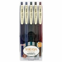 Zebra Gel Ball Pen SARASA JJ15-5C-VI 0.5mm Vintage 5 Color Set Japan free ship - £10.68 GBP