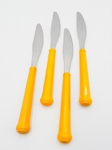 Oxford Hall Dinner Knives Yellow Handle Flatware Stainless Japan Set of 4 - $17.99