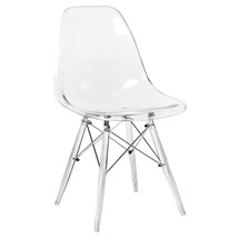 LeisureMod Dover Molded Side Chair with Acrylic Legs in Clear - $1,337.43 MXN