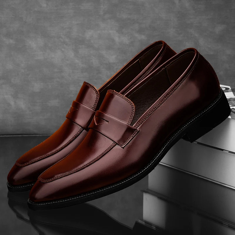Real Leather Men Business Dress Casual Shoes Fashion Elegant Luxury High... - $136.84
