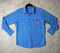 Oakley Shirt Adult Medium Blue Plaid Flannel Long Sleeve Button Up Mens - $10.35
