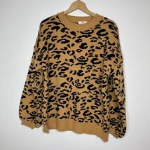 Entro Womens Size L Animal Print Sweater Top Boxy Oversize 3/4&quot; Sleeve - $23.50