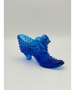 Fenton Blue Hobnail Cat Head Victorian Glass Slipper Shoe Figurine - $55.72 CAD