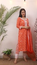 Fateh Enterprises Women&#39;s Pure Cotton Printed  Kurta with Pant &amp; Dupatta - $70.00