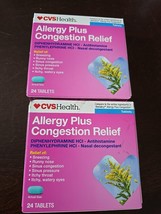 2 Box Allergy Plus Congestion Relief 24 Tablets (BN13) - $15.80