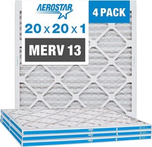 Aerostar 20X20X1 Merv 13 Pleated Air Filter, Ac Furnace Air Filter, 4 Pack - $41.93