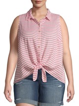 Terra &amp; Sky Women&#39;s Plus Double Cloth Tank Top Shirt 4X (28-30W)  Pink Stripe - £15.90 GBP