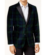 Tommy Hilfiger Men&#39;s Modern-Fit Tartan Velvet Green Plaid Dinner Jacket ... - €41,93 EUR
