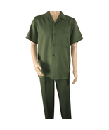 Men 2pc Walking Leisure Suit Short Sleeves By DREAMS 256-04 Solid Olive ... - $149.40 CAD