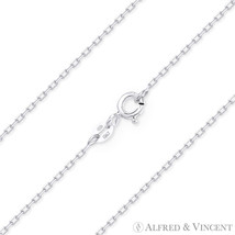 1.2mm D-Cut Anchor Cable Link 925 Italy Sterling Silver &amp; Rhodium Chain Necklace - £10.88 GBP+