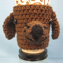 Chocolate Brown Mixed Puppy Crochet Handmade Cup Cozy Holder Gifts by Bren - $24.95