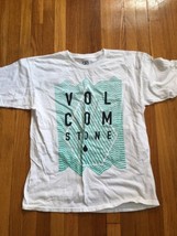 Volcom Stone Shirt Size Large White Green Skateboard  - $12.47