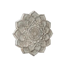 Mandala Flower Wall Plaque Cement 10" Diameter Textural Detailing Gray image 2