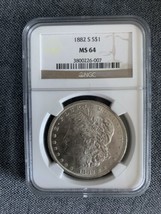 1882-S Morgan silver dollar-NGC MS 64 - £220.32 GBP