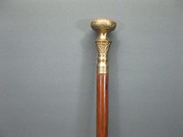 Solid Antique Solid Brass Handle Wooden Walking Stick Cane - £27.37 GBP