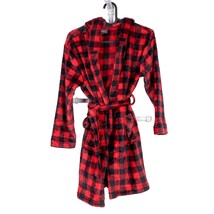 Eddie Bauer Robe S 7 8 Youth Buffalo Plaid Red Black Fleece Boys Christm... - $19.66