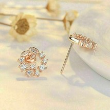 0.8Ct Simulated Diamond Flower Stud Earrings 14k Rose Gold Plated Silver - £79.38 GBP