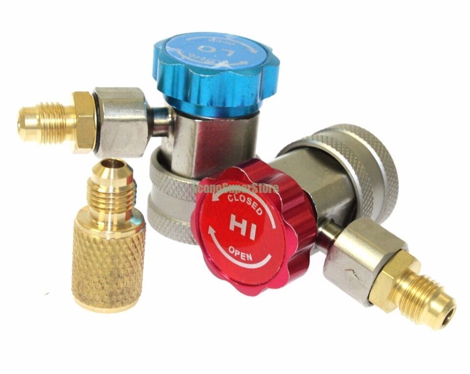 HIGH LOW AC R134a Quick Coupler Connector Adapter 1/4&quot; SAE HVAC W/ 1/2&quot; ... - $18.69
