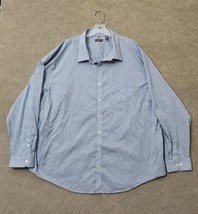 Van Heusen Dress Shirt Mens 3XL 20-20.5 Blue Plaid Traveler Business Lon... - $19.67