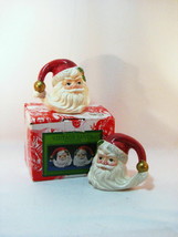 Fitz Floyd Fabulous Santa Face Salt Pepper Set Hat Handle 1993 Very Fine... - £19.23 GBP