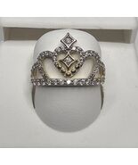 10k Solid Gold Cubic Zirconia Crown Royalty Ladies Ring Quinceanera Ring... - €277,64 EUR