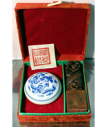 CHINESE CARVED STONE DRAGON SEAL / STAMP BOXED HILDABRANDT - $28.42 CAD