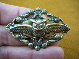 (#B-bird-402) Screech OWL flying wings night owls brass pin pendant - £14.13 GBP