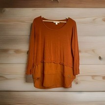 Michael Kors Women’s Orange Maple Leaf Long Sleeve Tunic Blouse Size XL - $18.46