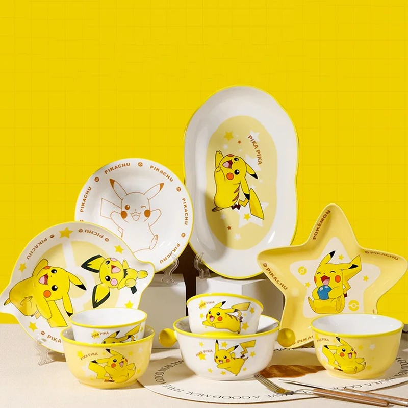 Pokemon Tableware Anime Pikachu Ceramics Bowl Plate Suit Household Use Kawaii - £14.55 GBP+