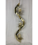 Vintage MCM Mascot Gold Swag Hanging Chandelier 3 Candle Holder Abstract - $64.67 CAD