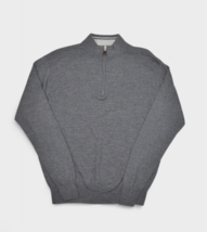 Peter Millar Sweater Mens L Grey 1/4 Zip Merino Wool Silk Blend Pullover... - $34.68