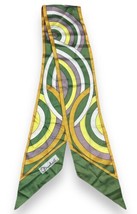 Vtg Michele MCM Green Gold Yellow Arch Long Fashion Scarf 60” Art Deco - $19.31
