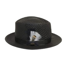 Men's Bruno Capelo Genuine Straw Hat Fedora Geneva Panama GA626 Black image 5
