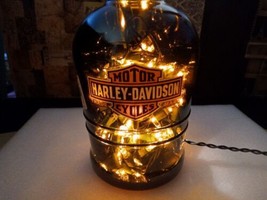 Vintage Handmade Harley Davidson Motorcycle Rare Jug Glass Lamp - £207.31 GBP