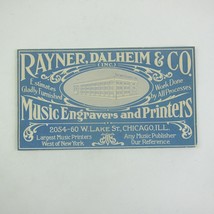 Advertising Ink Blotter Rayner Dalheim &amp; Co Music Printers Chicago Illin... - $49.99