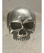 Skull ring Biker band size 8.50 sterling silver women men - $4,199.17 MXN