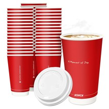 Disposable Coffee Cups With Lids 16 Oz (50 Pack), Red Double Wall Insulated Coff - $33.99