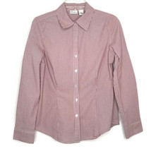 Kim Rogers Womens Blouse Size Medium Button Front Collared Long Sleeve Stripe - £10.15 GBP