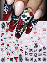 2Pcs 5D Nail Art Stickers Halloween Cartoon Pumpkins Spiders web Ghosts ... - $5.21+