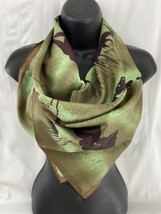 Vintage Majestic Wildlife Africa Retro Mod Scarf Green Brown 26X25&quot; Japan - £40.89 GBP
