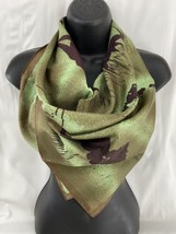 Vintage Majestic Wildlife Africa Retro Mod Scarf Green Brown 26X25&quot; Japan - £39.15 GBP