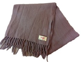 VTG Sisley Scarf Tan Wool Made In Italy 90&#39;s 53&quot; X 10&quot; Relaxed Elegance Fringe  - £24.05 GBP