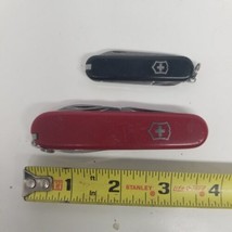Vintage Genuine Swiss Army Knife Lot of 2, 3.5&quot; Red, 2&quot; Black, Outdoors, Camping - £19.74 GBP