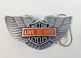 Motorcycles Live to Ride Biker Vintage Pewter Belt Buckle Siskiyou 1992 - $19.95