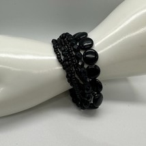 Premier Designs Black Bead Multi Strand Bracelet Facet Polished Signed E... - £6.22 GBP