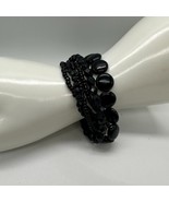 Premier Designs Black Bead Multi Strand Bracelet Facet Polished Signed E... - £6.33 GBP