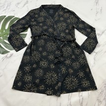 Me Undies Womens Robe Size XS/S Black Gold Fireworks Star Print Short Soft - $29.69