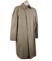 Vintage Botany 500 Men&#39;s Overcoat Trench 44R Tan Poly Cotton Zip Out Pil... - £25.47 GBP